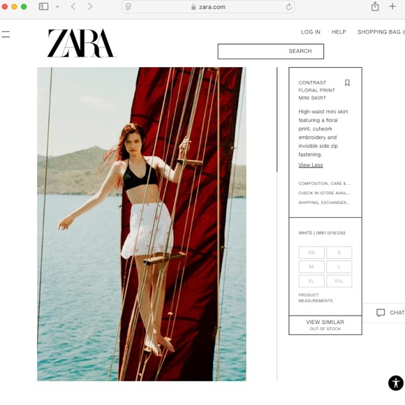 ZARA White Floral Skirt Cotton Trim Ruffles Small - Picture 6 of 6